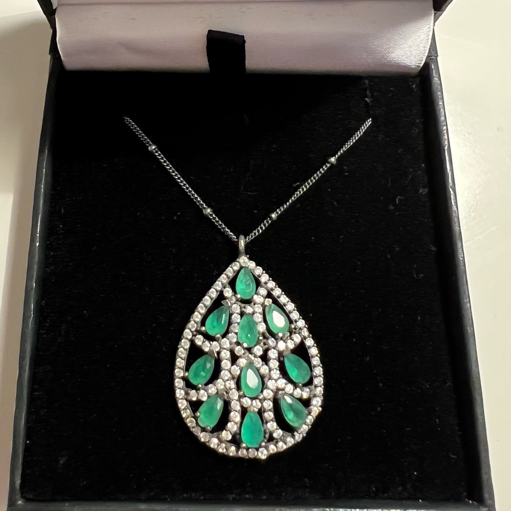 Semi-Precious Gemstone with Crystal Pendent Necklace